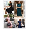 image:imageGRACE KARIN Womens 2026 Summer Midi Work Dress Short Sleeve Button Shirt Dresses A Line Pleated Belt Business Casual DressesPeacock Blue