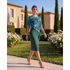 image:imageGRACE KARIN Womens Chiffon Cape Wedding Guest Mother of The Bride DressGreen Floral