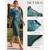 image:imageGRACE KARIN Womens Chiffon Cape Wedding Guest Mother of The Bride DressGreen Floral