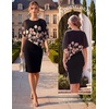 image:imageGRACE KARIN Womens Chiffon Cape Wedding Guest Mother of The Bride DressPink Floral