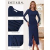 image:imageGRACE KARIN Womens Fall Wedding Guest Dress Long Sleeve Maxi Mesh DressesNavy