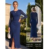 image:imageGRACE KARIN Womens Fall Wedding Guest Dress Long Sleeve Maxi Mesh DressesNavy