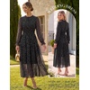 image:imageGRACE KARIN Womens Floral Long Sleeve Fall Wedding Guest Maxi DressBlack and White Polka Dots