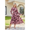 image:imageGRACE KARIN Womens Floral Long Sleeve Fall Wedding Guest Maxi DressBrown Pink Floral