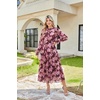 image:imageGRACE KARIN Womens Floral Long Sleeve Fall Wedding Guest Maxi DressBrown Pink Floral