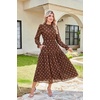 image:imageGRACE KARIN Womens Floral Long Sleeve Fall Wedding Guest Maxi DressBrown Polka Dots