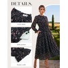 image:imageGRACE KARIN Womens Floral Long Sleeve Fall Wedding Guest Maxi DressNavy Blue Rose Floral