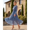 image:imageGRACE KARIN Womens Floral Long Sleeve Fall Wedding Guest Maxi DressPeacock Blue and Floral