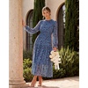 image:imageGRACE KARIN Womens Floral Long Sleeve Fall Wedding Guest Maxi DressPeacock Blue and Floral