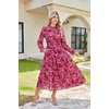 image:imageGRACE KARIN Womens Floral Long Sleeve Fall Wedding Guest Maxi DressRed Floral