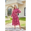 image:imageGRACE KARIN Womens Floral Long Sleeve Fall Wedding Guest Maxi DressRed Floral