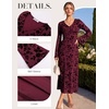 image:imageGRACE KARIN Womens Floral Long Sleeve Maxi Dresses Wedding Guest DressDark Wine