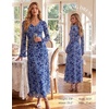 image:imageGRACE KARIN Womens Floral Long Sleeve Maxi Dresses Wedding Guest DressGray Blue