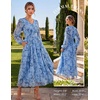 image:imageGRACE KARIN Womens Floral Long Sleeve Wedding Guest DressBlue Floral