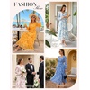 image:imageGRACE KARIN Womens Floral Long Sleeve Wedding Guest DressWhite Purple Floral