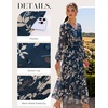 image:imageGRACE KARIN Womens Floral Maxi Dress Long Sleeve Wedding Guest DressesDark Blue Green With Rice Leaves