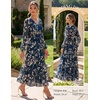 image:imageGRACE KARIN Womens Floral Maxi Dress Long Sleeve Wedding Guest DressesDark Blue Green With Rice Leaves
