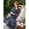image:imageGRACE KARIN Womens Floral Maxi Dress Long Sleeve Wedding Guest DressesDark Blue Green With Rice Leaves