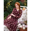 image:imageGRACE KARIN Womens Floral Maxi Dress Long Sleeve Wedding Guest DressesRed Brown With Beige Polka Dots