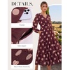 image:imageGRACE KARIN Womens Floral Maxi Dress Long Sleeve Wedding Guest DressesRed Brown With Beige Polka Dots