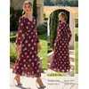 image:imageGRACE KARIN Womens Floral Maxi Dress Long Sleeve Wedding Guest DressesRed Brown With Beige Polka Dots
