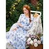 image:imageGRACE KARIN Womens Floral Maxi Dress Long Sleeve Wedding Guest DressesWhite With Blue Flowers