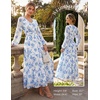 image:imageGRACE KARIN Womens Floral Maxi Dress Long Sleeve Wedding Guest DressesWhite With Blue Flowers
