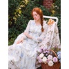 image:imageGRACE KARIN Womens Floral Maxi Dress Long Sleeve Wedding Guest DressesWhite With Light Blue Flowers