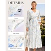 image:imageGRACE KARIN Womens Floral Maxi Dress Long Sleeve Wedding Guest DressesWhite With Light Blue Flowers