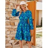 image:imageGRACE KARIN Womens VNeck ALine Knee Length Dress with PocketsGreen Blue