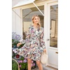image:imageGRACE KARIN Womens VNeck ALine Knee Length Dress with PocketsGreen Floral