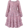image:imageGRACE KARIN Girls Fall Long Sleeve Floral Christmas Cute Shirred Dress 716Pink Blue Flowers