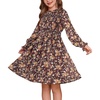 image:imageGRACE KARIN Girls Long Sleeve Floral Dress Fall Winter Casual Dresses 614YBrown Floral