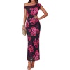 image:imageGRACE KARIN Women One Shoulder Bodycon Floral Wedding Guest Cocktail DressFloral Black Rose Red