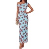 image:imageGRACE KARIN Women One Shoulder Bodycon Floral Wedding Guest Cocktail DressFloral Blue Rose