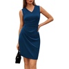 image:imageGRACE KARIN Women Wear to Work Sleeveless VNeck Ruched Bodycon Wrap Office Party Cocktail Pencil DressesDark Blue