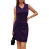 image:imageGRACE KARIN Women Wear to Work Sleeveless VNeck Ruched Bodycon Wrap Office Party Cocktail Pencil DressesDark Purple