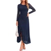 image:imageGRACE KARIN Womens Fall Wedding Guest Dress Long Sleeve Maxi Mesh DressesNavy