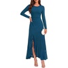image:imageGRACE KARIN Womens Fall Wedding Guest Dress Long Sleeve Maxi Mesh DressesPeacock Blue