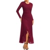 image:imageGRACE KARIN Womens Fall Wedding Guest Dress Long Sleeve Maxi Mesh DressesWine