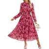 image:imageGRACE KARIN Womens Floral Long Sleeve Fall Wedding Guest Maxi DressRed Floral
