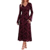 image:imageGRACE KARIN Womens Floral Long Sleeve Maxi Dresses Wedding Guest DressDark Wine