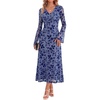 image:imageGRACE KARIN Womens Floral Long Sleeve Maxi Dresses Wedding Guest DressGray Blue