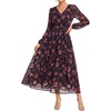 image:imageGRACE KARIN Womens Floral Long Sleeve Wedding Guest DressBlack Floral