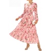 image:imageGRACE KARIN Womens Floral Maxi Dress Long Sleeve Wedding Guest DressesGrayish With Pink Flowers