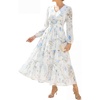 image:imageGRACE KARIN Womens Floral Maxi Dress Long Sleeve Wedding Guest DressesWhite With Light Blue Flowers