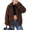 image:imageGRACE KARIN Womens Full Zip Sherpa Fleece Jacket with PocketsDark Brown