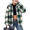 image:imageGRACE KARIN Womens Full Zip Sherpa Fleece Jacket with PocketsGreen Plaid