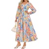 image:imageGRACE KARIN Womens Long Sleeve Floral Maxi Fall Dress 2026Orange Pink Blue Flower