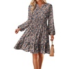 image:imageGRACE KARIN Womens VNeck ALine Knee Length Dress with PocketsBrown Blue